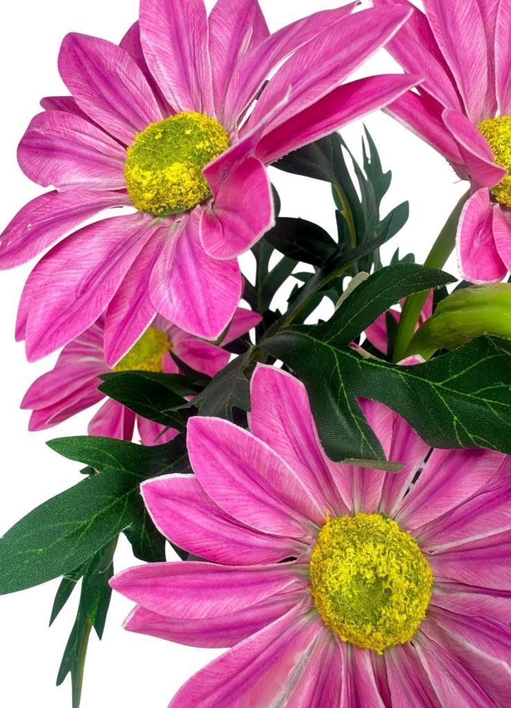 Yapay Çiçek Pembe Margarit Papatya Siyah Saksıda Dekoratif Yapay Çiçek 30*25cm