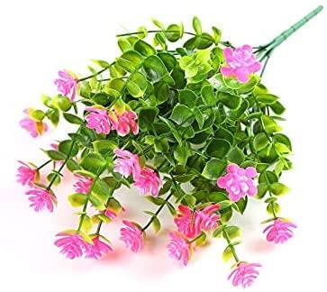 Yapay Çiçek PEMBE Mineli Şimşir Dekoratif Yapay Bitki