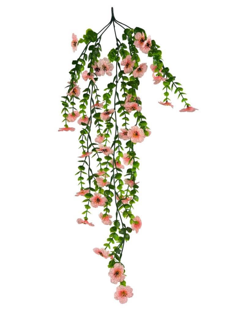 Yapay Çiçek Pembe Sarkan Mineli Okaliptus Şimşir Yapay Sarmaşık 5dal 60cm