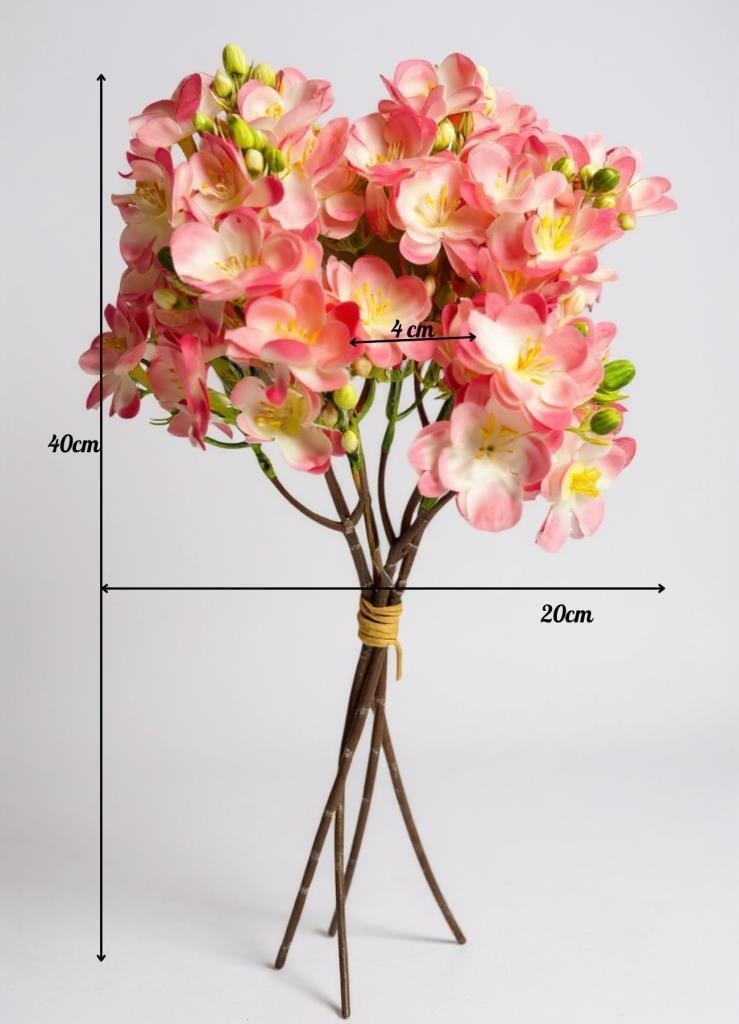 Yapay Çiçek Pembe Yasemin Çiçeği Demeti 4 Dallı Buket 40*20cm