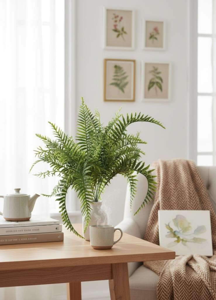 Yapay Çiçek Plastik Cycas Aşk Merdiveni Eğrelti Otu Sıkas Bitkisi 18Yaprak 50*50cm Yapay Bitki