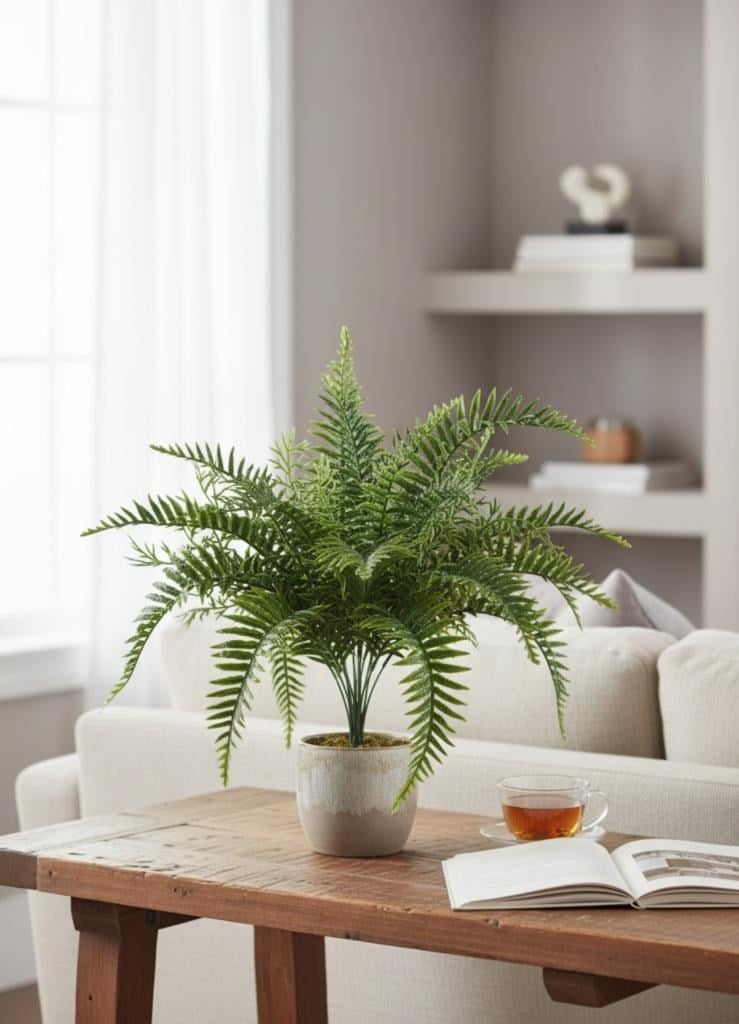 Yapay Çiçek Plastik Cycas Aşk Merdiveni Eğrelti Otu Sıkas Bitkisi 18Yaprak 50*50cm Yapay Bitki