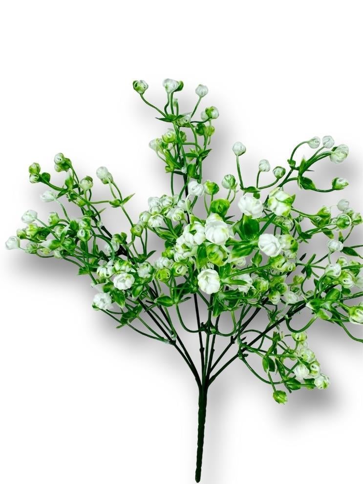 Yapay Çiçek Plastik Yeşil Beyaz Cipso Tohumcuk Demeti 5 Dallı Gelin Çiçeği Ve Aranjman Aradal Çiçeği