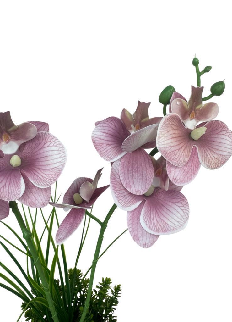 Yapay Çiçek Pudra Pembe Islak Orkide Gold Metal Saksıda Saksıda Orkide 50cm