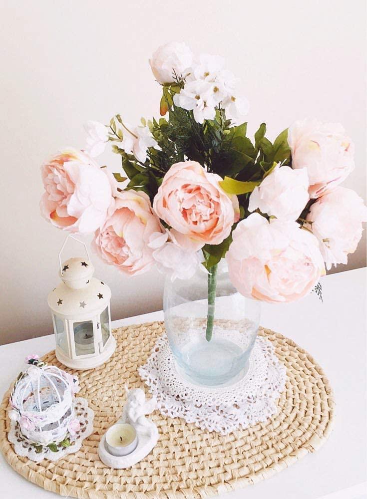 Yapay Çiçek Şakayık 5 Kafalı Büyük Boy Demet İpek Kumaş SOMON