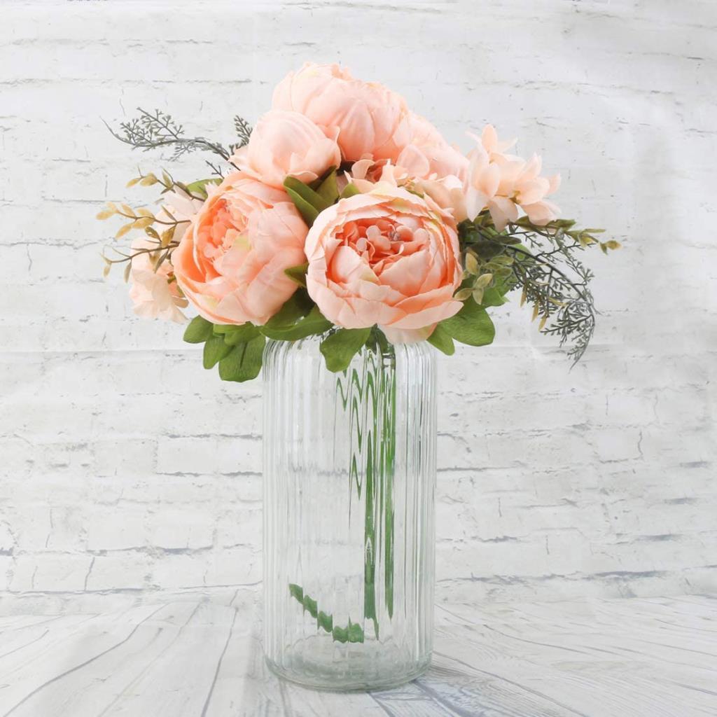 Yapay Çiçek Şakayık 5 Kafalı Büyük Boy Demet İpek Kumaş SOMON