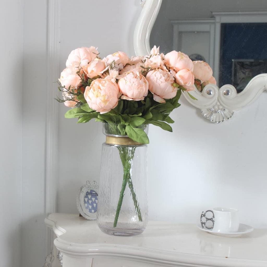 Yapay Çiçek Şakayık 5 Kafalı Büyük Boy Demet İpek Kumaş SOMON