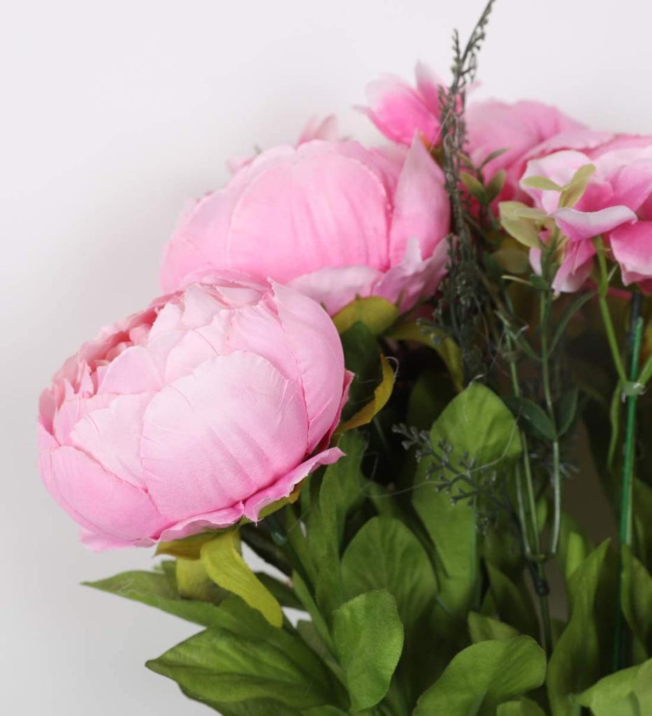 Yapay Çiçek Şakayık 5 Kafalı Büyük Boy Demet İpek Kumaş PEMBE