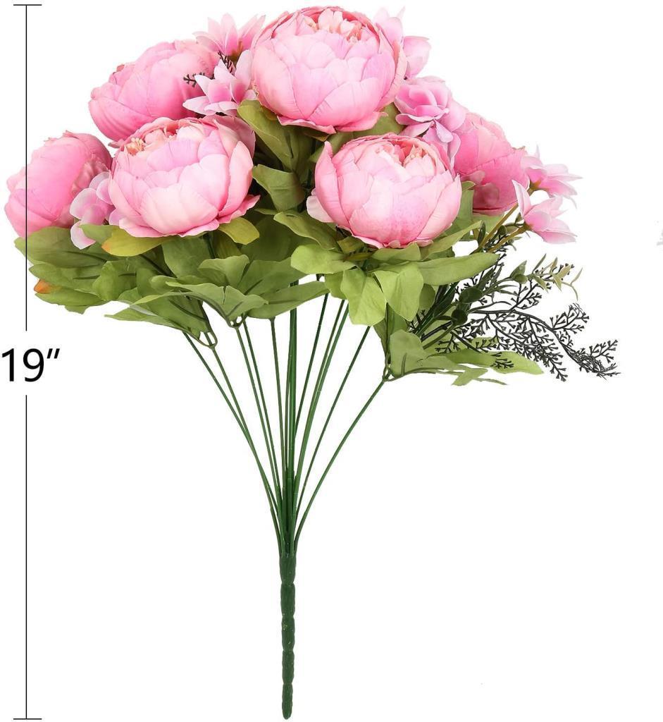 Yapay Çiçek Şakayık 5 Kafalı Büyük Boy Demet İpek Kumaş PEMBE