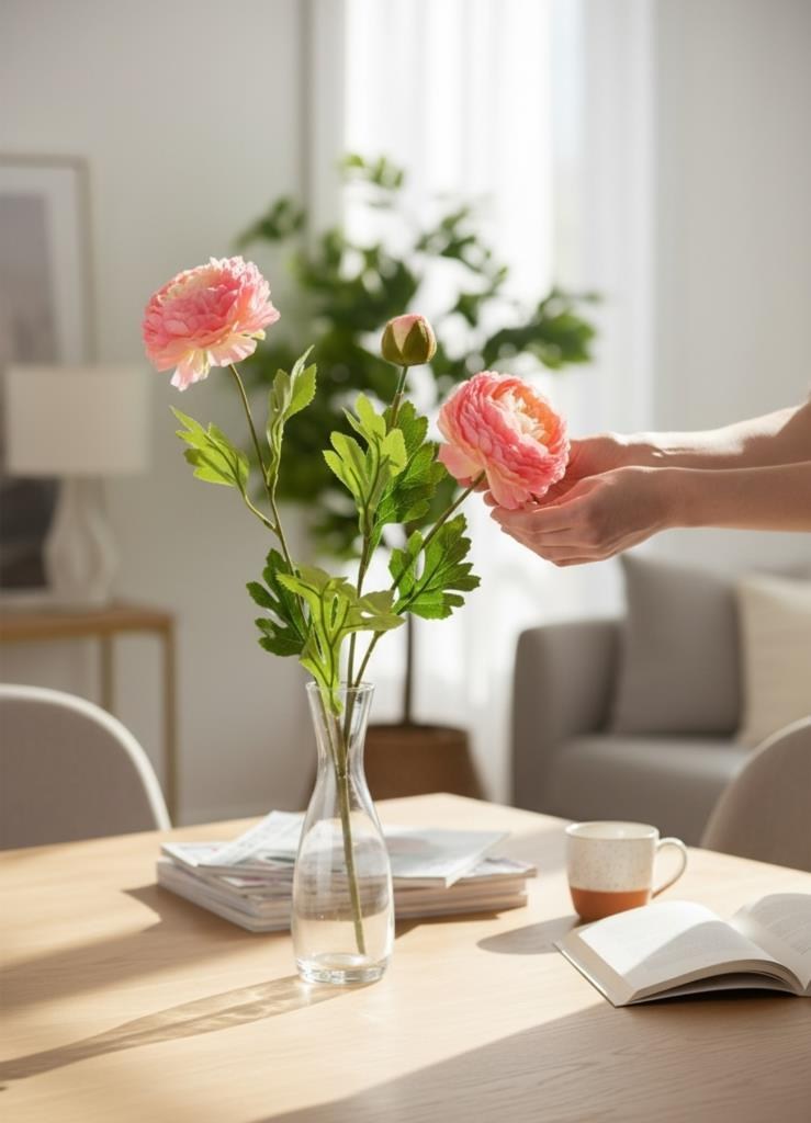 Yapay Çiçek Şakayık Çiçeği Pembe Açık Renk 2 Çiçek 1 Tomurcuk 50Cm