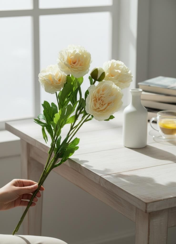 Yapay Çiçek Şakayık Çiçeği Soft Pembe Renk 2 Çiçek 1 Tomurcuk 50Cm