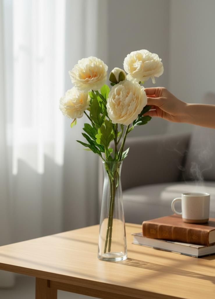 Yapay Çiçek Şakayık Çiçeği Soft Pembe Renk 2 Çiçek 1 Tomurcuk 50Cm