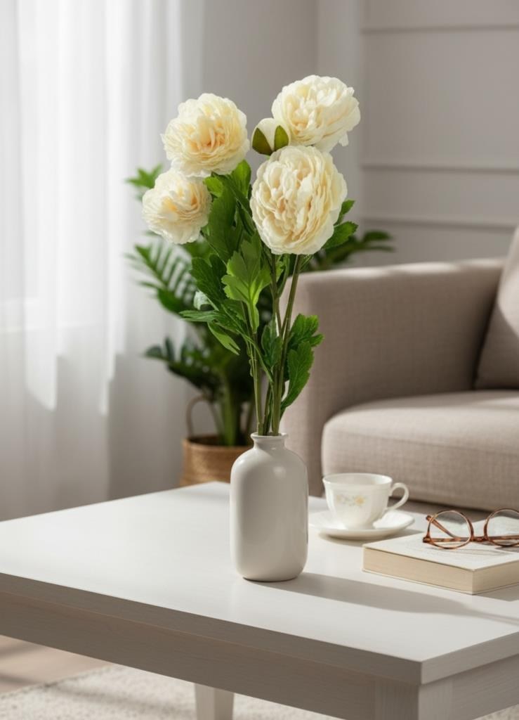 Yapay Çiçek Şakayık Çiçeği Soft Pembe Renk 2 Çiçek 1 Tomurcuk 50Cm
