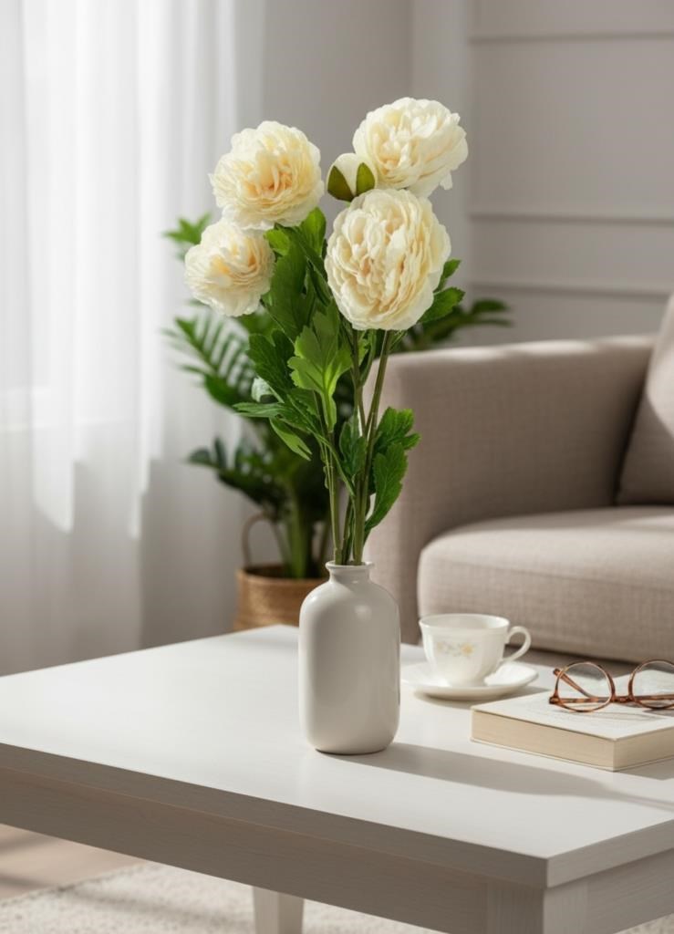 Yapay Çiçek Şakayık Çiçeği Soft Pembe Renk 2 Çiçek 1 Tomurcuk 50Cm