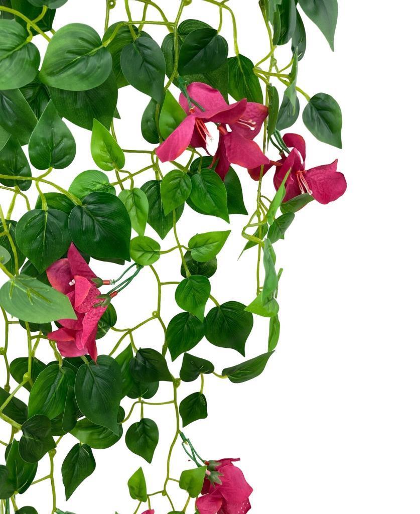 Yapay Çiçek Saksıda Fuşya Begonvil Çiçeği 9 Dallı 100cm Sarkan Çiçek