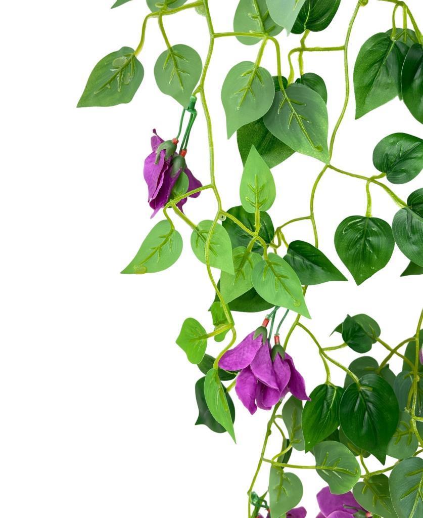 Yapay Çiçek Saksıda Mor Begonvil Çiçeği 9 Dallı 100cm Sarkan Çiçek