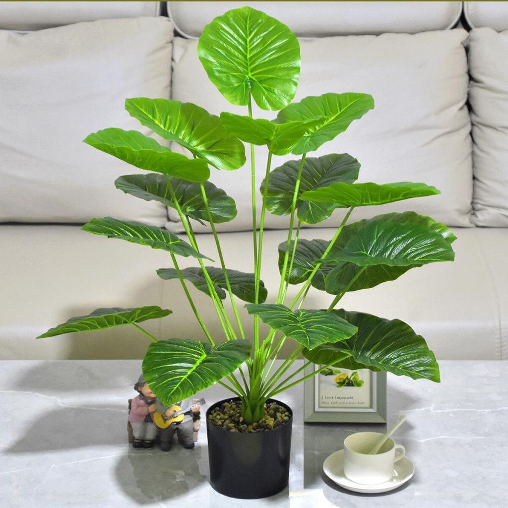 Yapay Çiçek Saksıda Pothos Yeşil 18Dal 60cm Salon Çiçeği Yapay Bitki