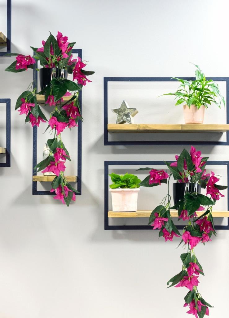 Yapay Çiçek Saksıda Sarkan Begonvil Fuşya 3 Dal Bodrum Çiçeği 60*23cm