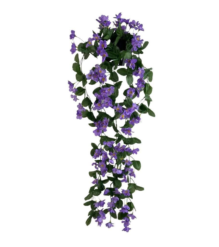 Yapay Çiçek Saksıda Sarkan Çiçek Mor Begonvil 70*25