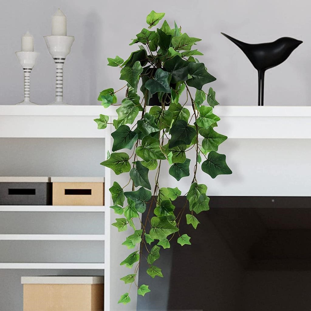 Yapay Çiçek Saksıda Sarkan Dev Hedera 80cm Yapay Sarmaşık Yeşil