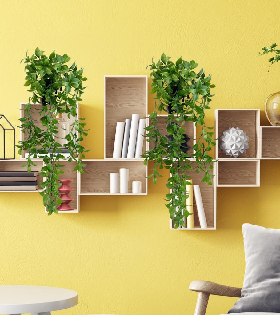 Yapay Çiçek Saksıda Sarkan Fejka Yeşil Limon Yaprağı Yapay Sarmaşık 60cm