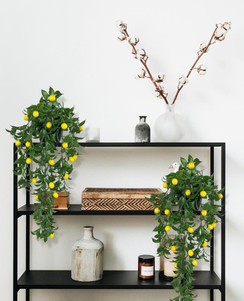 Yapay Çiçek Saksıda Sarkan Limon 60*20cm 