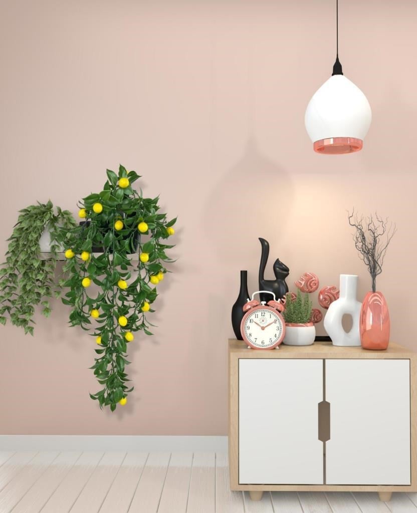 Yapay Çiçek Saksıda Sarkan Limon 60*20cm 