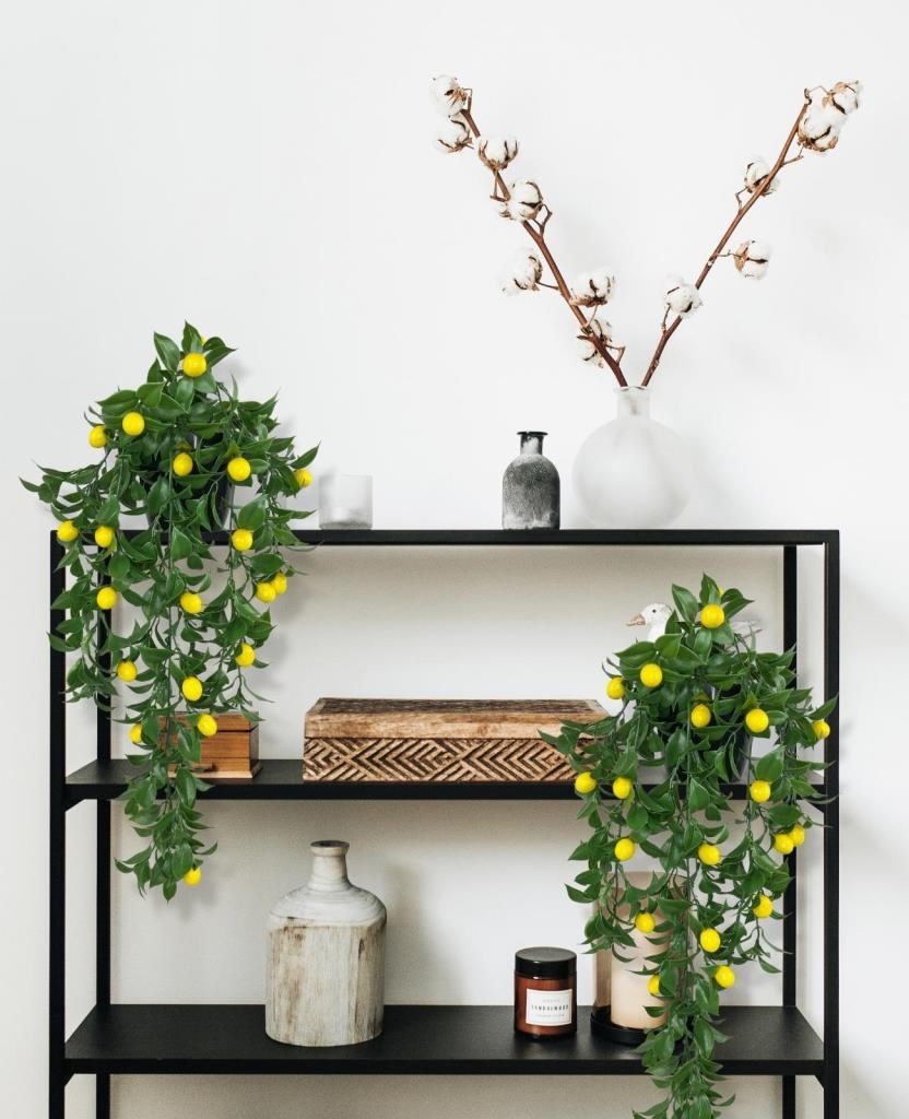 Yapay Çiçek Saksıda Sarkan Limon 60*20cm 