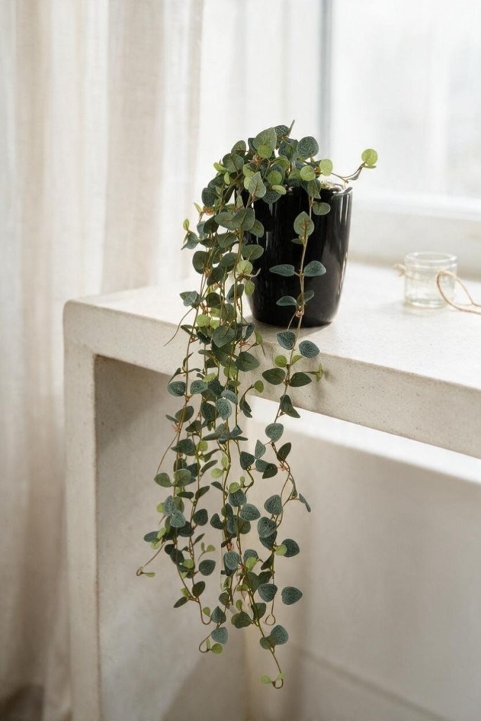 Yapay Çiçek Saksıda Sarkan Mini Lüx Okaliptus Yapay Sarmaşık 60cm