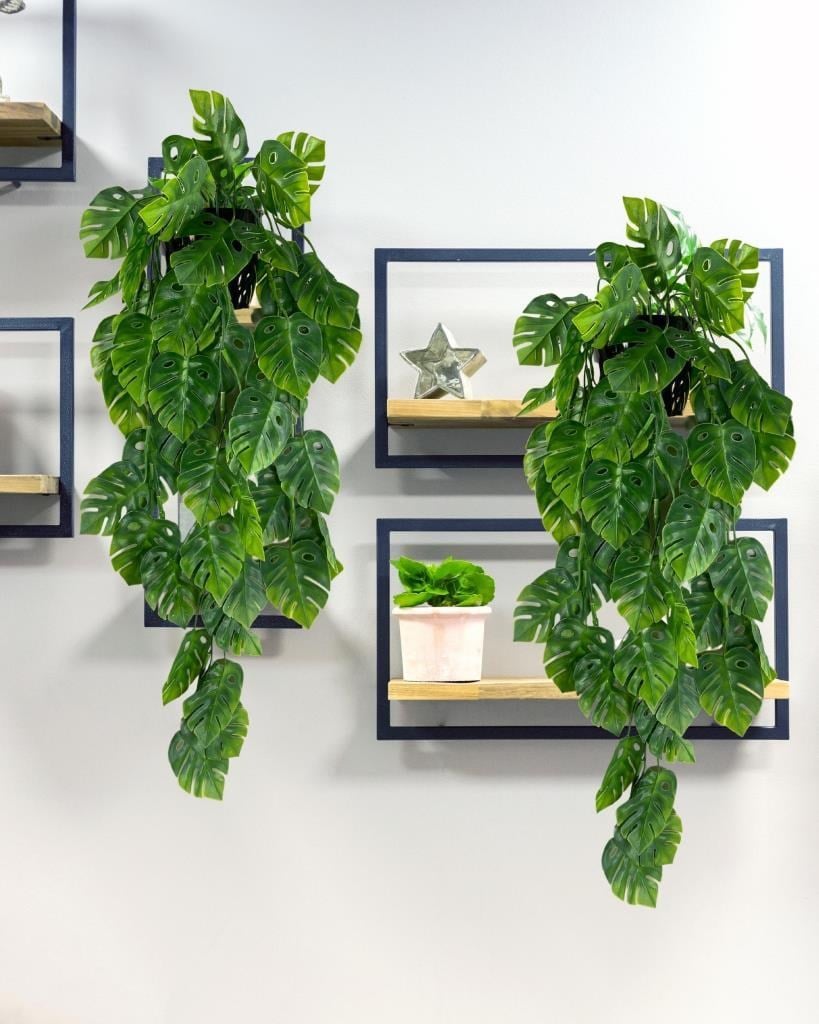 Yapay Çiçek Saksıda Sarkan Monstera Deve Tabanı Yapay Sarmaşık Pastel 60cm