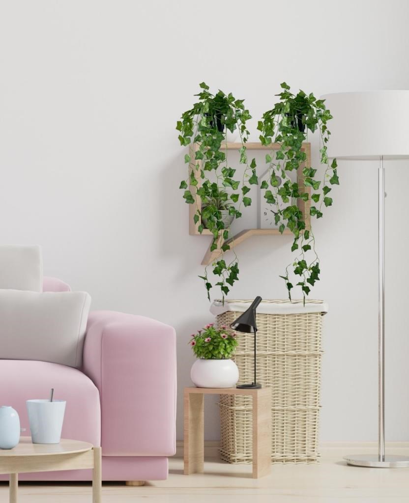 Yapay Çiçek Saksıda Sarkan Sarmaşık 9dal Hedera 80cm Yapay Sarmaşık Yeşil