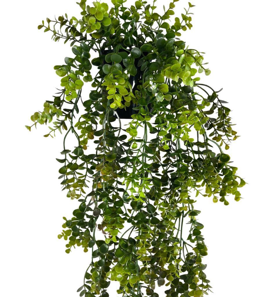 Yapay Çiçek Saksıda Sarkan Şimşir Kahverengi Yeşil Okaliptus Yapay Sarmaşık 60cm