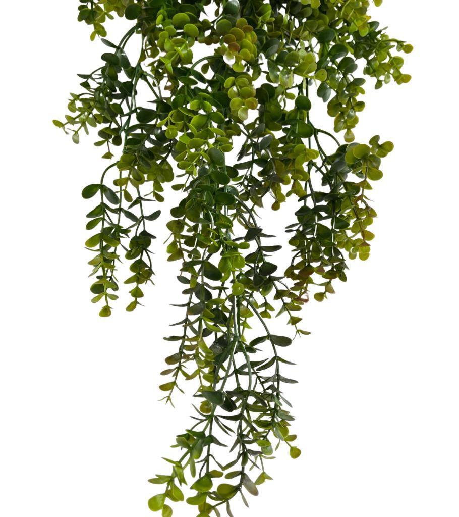 Yapay Çiçek Saksıda Sarkan Şimşir Kahverengi Yeşil Okaliptus Yapay Sarmaşık 60cm