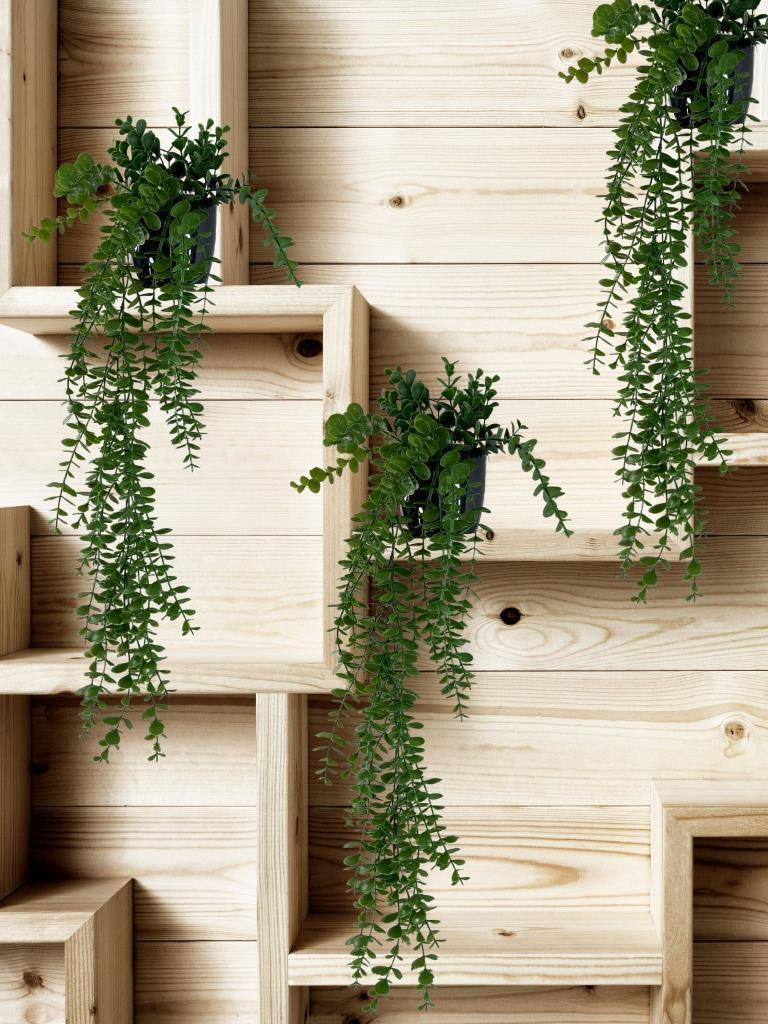 Yapay Çiçek Saksıda Sarkan Şimşir Okaliptus Yapay Sarmaşık Pastel  75cm