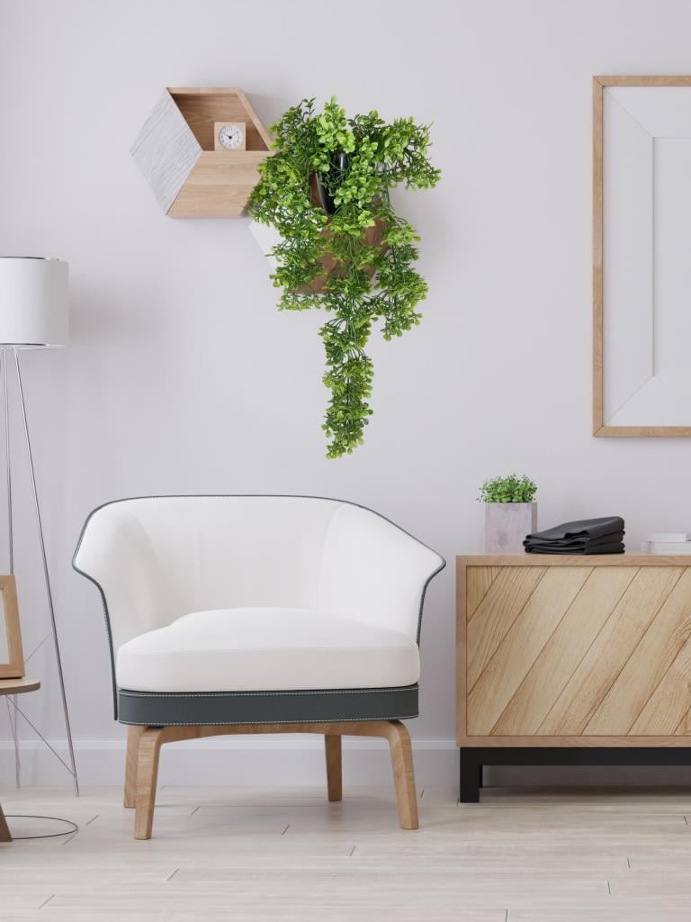 Yapay Çiçek Saksıda Sarkan Yeşil Fare Kulağı Şimşir Yapay Sarmaşık Pastel 50cm