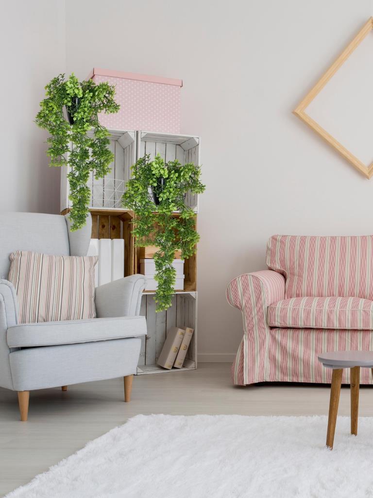 Yapay Çiçek Saksıda Sarkan Yeşil Fare Kulağı Şimşir Yapay Sarmaşık Pastel 50cm