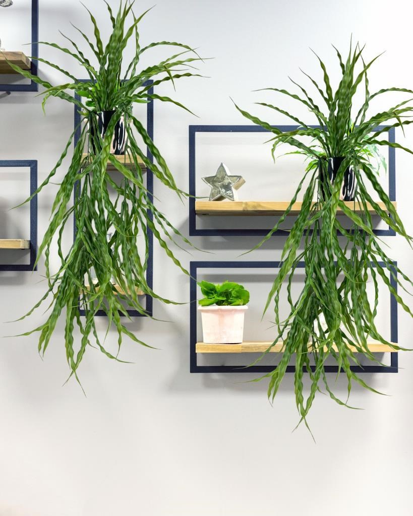 Yapay Çiçek Saksıda Sarkan Yeşil Kıvrımlı Saz 60cm