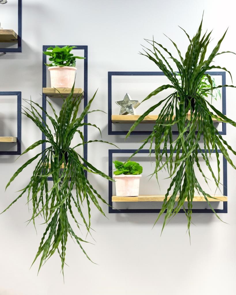 Yapay Çiçek Saksıda Sarkan Yeşil Kıvrımlı Saz 70cm