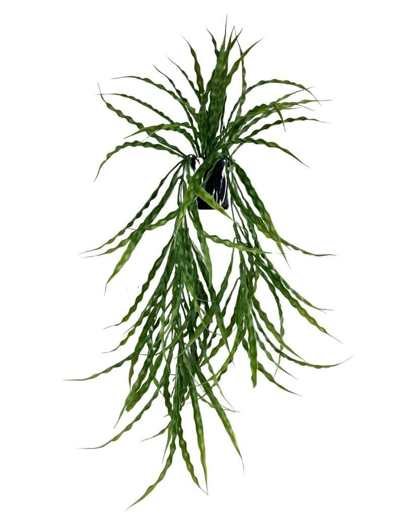 Yapay Çiçek Saksıda Sarkan Yeşil Kıvrımlı Saz 60cm