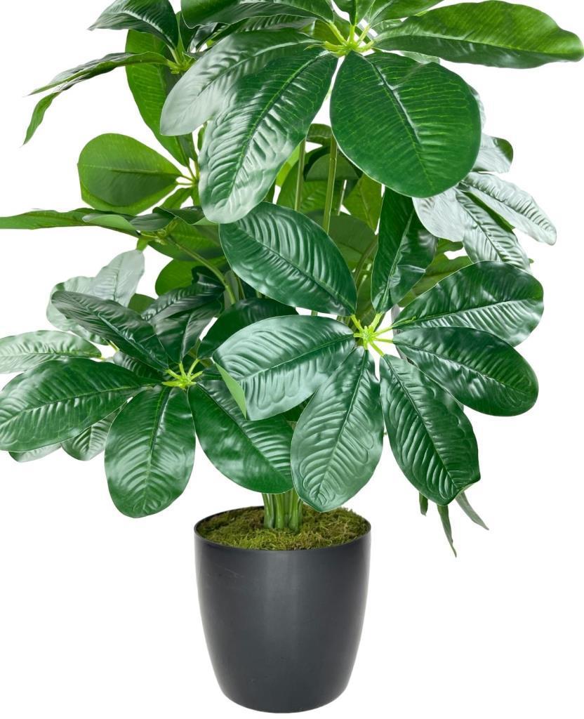 Yapay Çiçek Saksıda Şeflera Bitkisi 18Dal 75cm Salon Çiçeği Yapay Bitki Pachira Macrocarpa