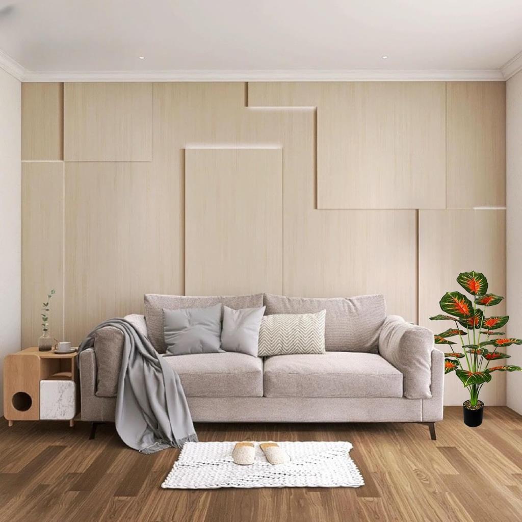 Yapay Çiçek Saksıda Tropik Kızıl Caladium 18 Dal 70 cm Salon Çiçeği Yapay Bitki
