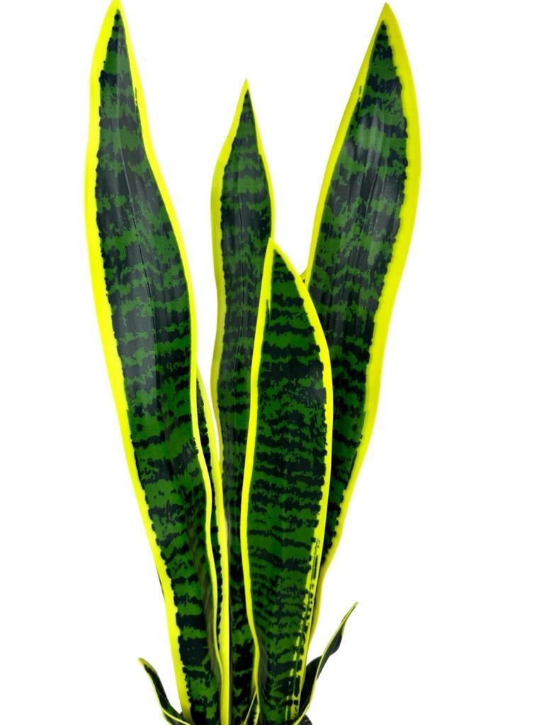 Yapay Çiçek Saksılı Yeşil Kılıç Çiçeği 68cm Salon Çiçeği Gri Seramik Saksılı Yapay Bitki