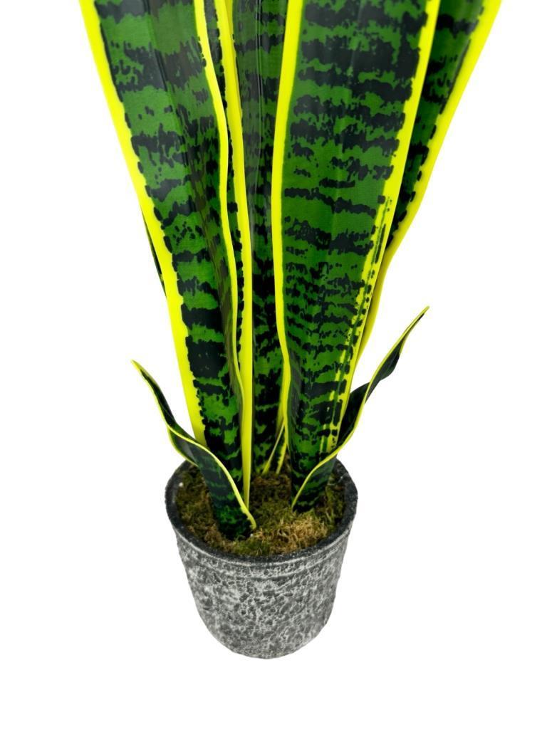 Yapay Çiçek Saksılı Yeşil Kılıç Çiçeği 68cm Salon Çiçeği Gri Seramik Saksılı Yapay Bitki