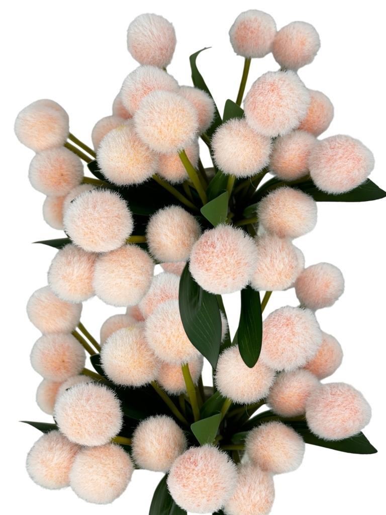 Yapay Çiçek Şampanya Rengi Pompon Çiçeği Dekoratif Yapay Çiçek 7 Toplu 30*20cm