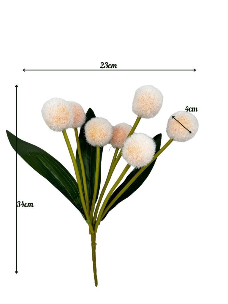 Yapay Çiçek Şampanya Rengi Pompon Çiçeği Dekoratif Yapay Çiçek 7 Toplu 30*20cm