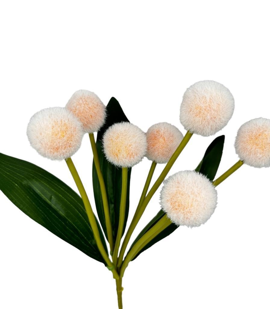 Yapay Çiçek Şampanya Rengi Pompon Çiçeği Dekoratif Yapay Çiçek 7 Toplu 30*20cm