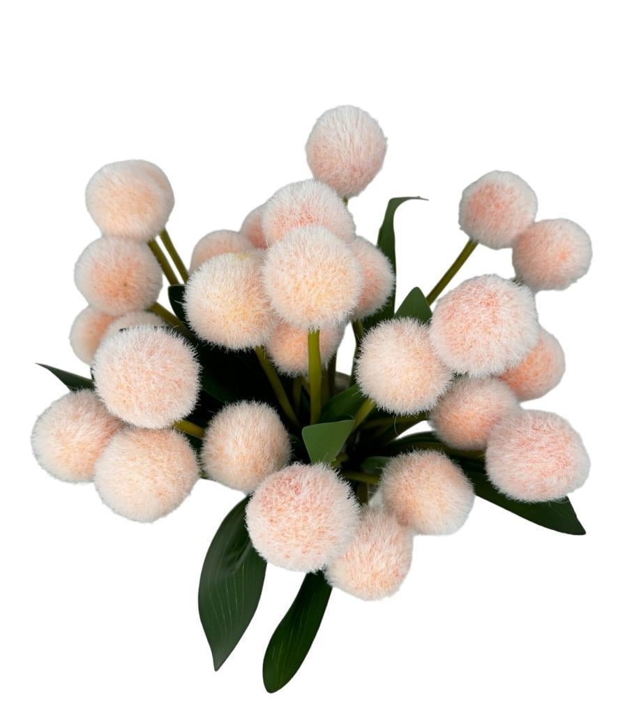 Yapay Çiçek Şampanya Rengi Pompon Çiçeği Dekoratif Yapay Çiçek 7 Toplu 30*20cm