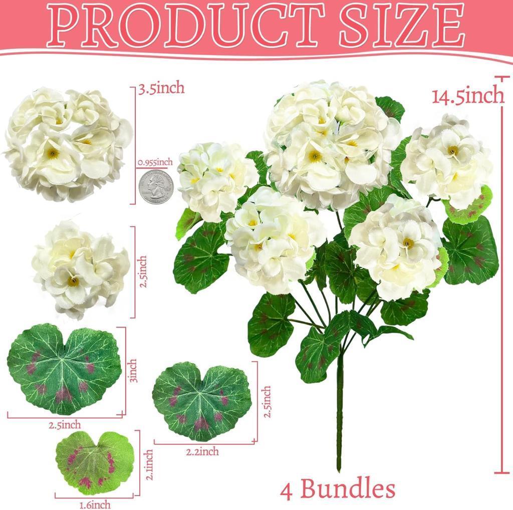 Yapay Çiçek Sardunya Demeti 40*25cm 1.Kalite BEYAZ Balkon Çiçeği