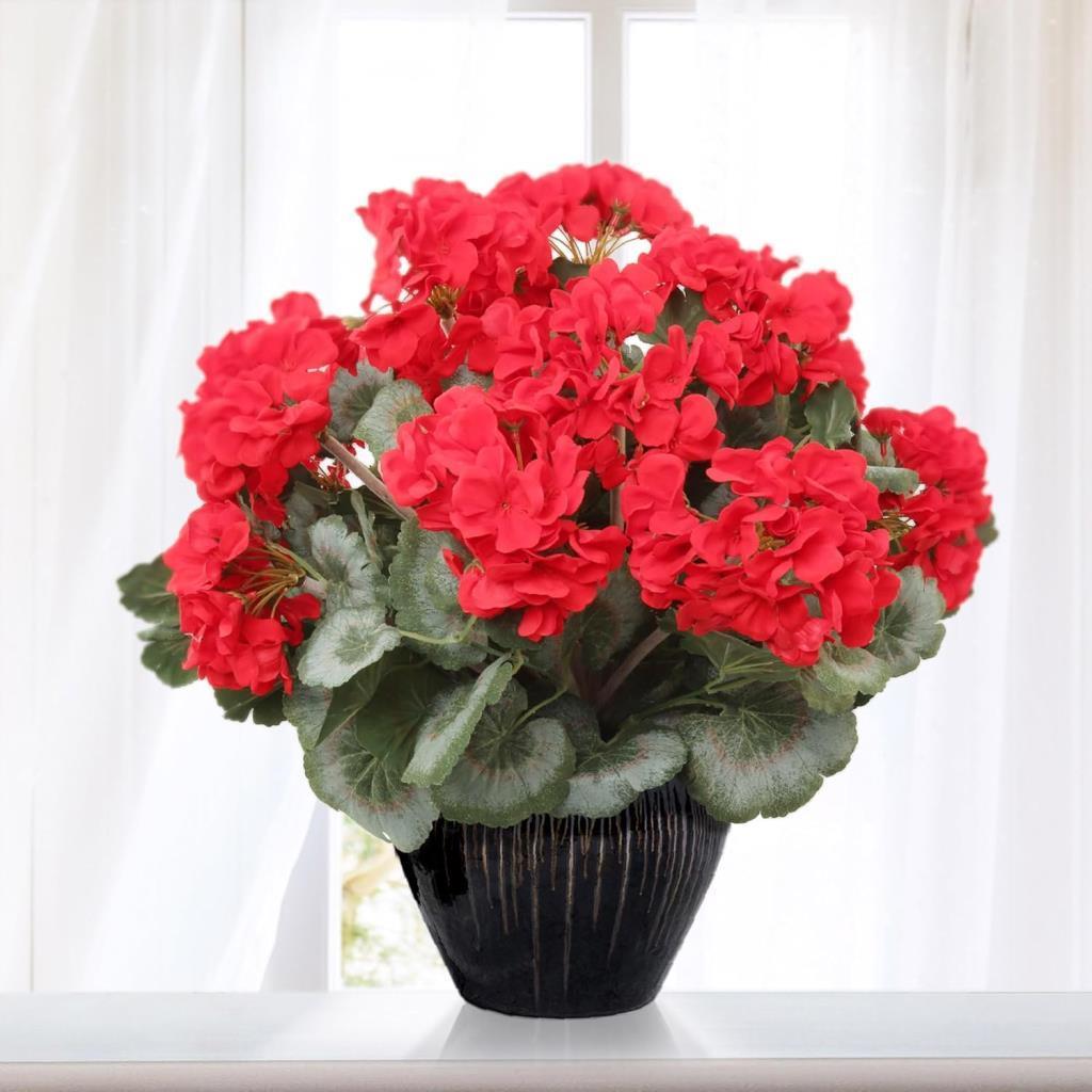 Yapay Çiçek Sardunya Demeti 40*25cm 1.Kalite KIRMIZI Koyu Balkon Çiçeği