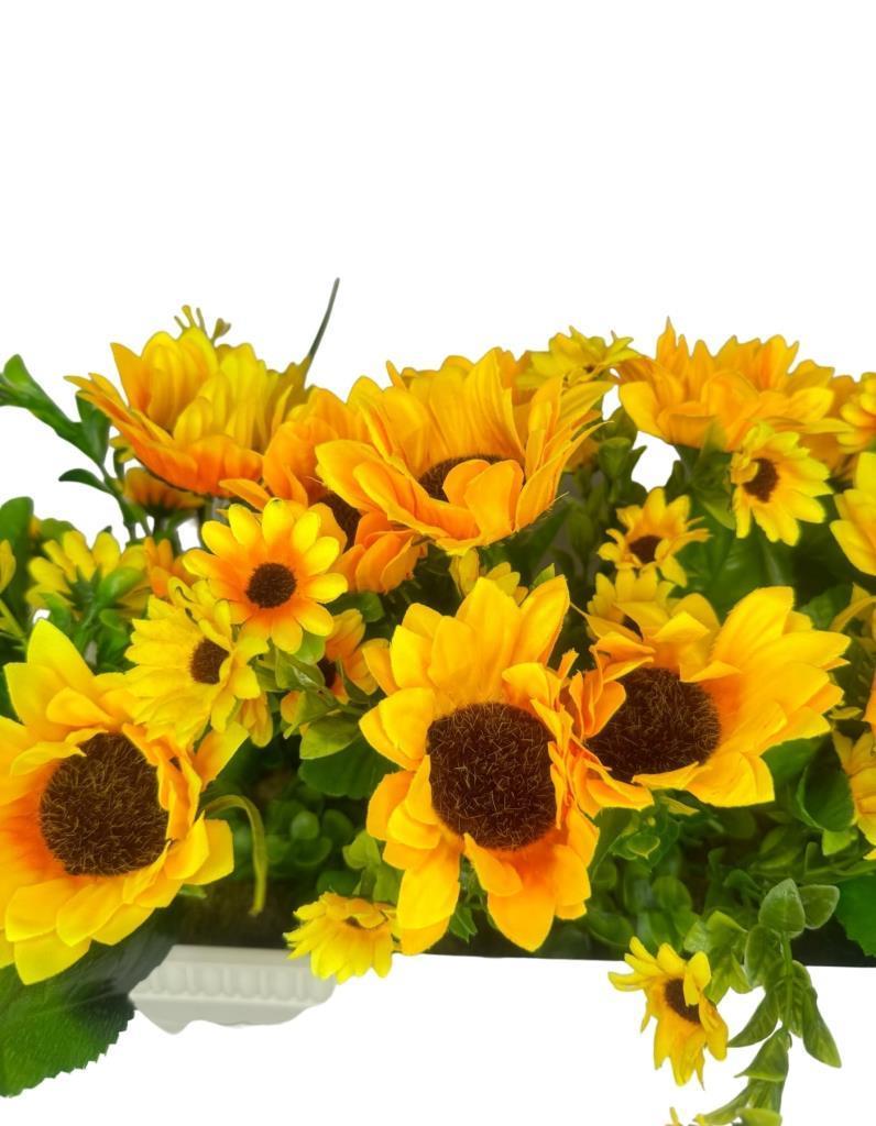 Yapay Çiçek Sarı Ay Çiçeği Papatya Küpeşte Askılı Saksıda Balkon Çiçeği Çiçek Sepeti